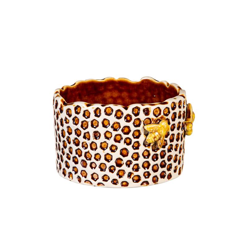 6" Ceramic Honeycomb Crackled Planter