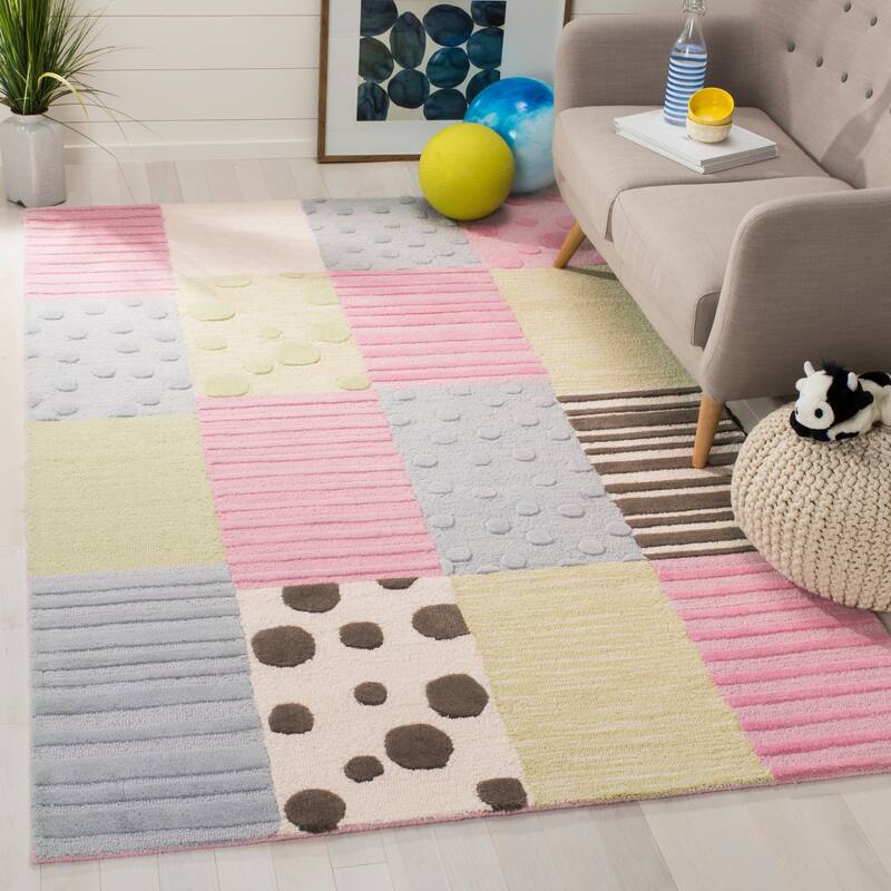 SAFAVIEH Handmade Kids Vanesa Wool Rug - 3' x 5' - Blue/Pink