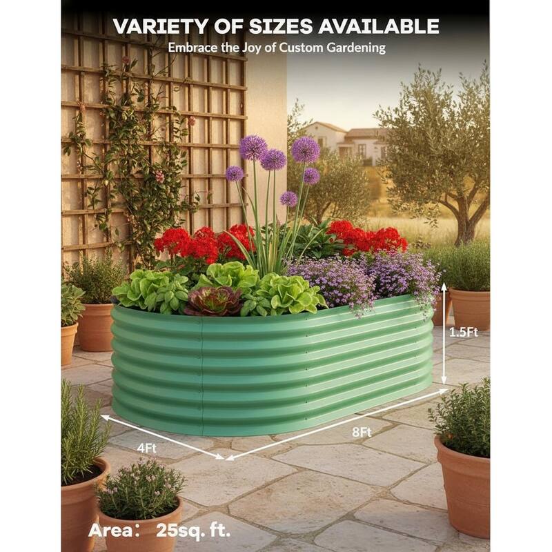 8x4x1.5ft Galvanized Steel Raised Garden Bed