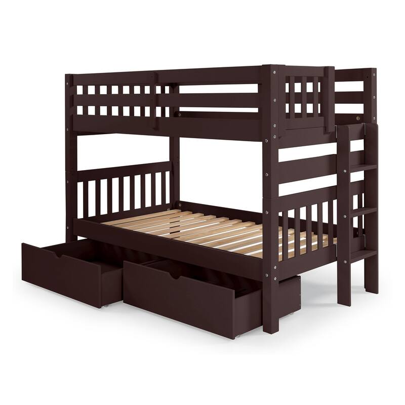 Taylor & Olive Trillium Twin over Twin Bunk Bed with Ladder, 2 Drawers