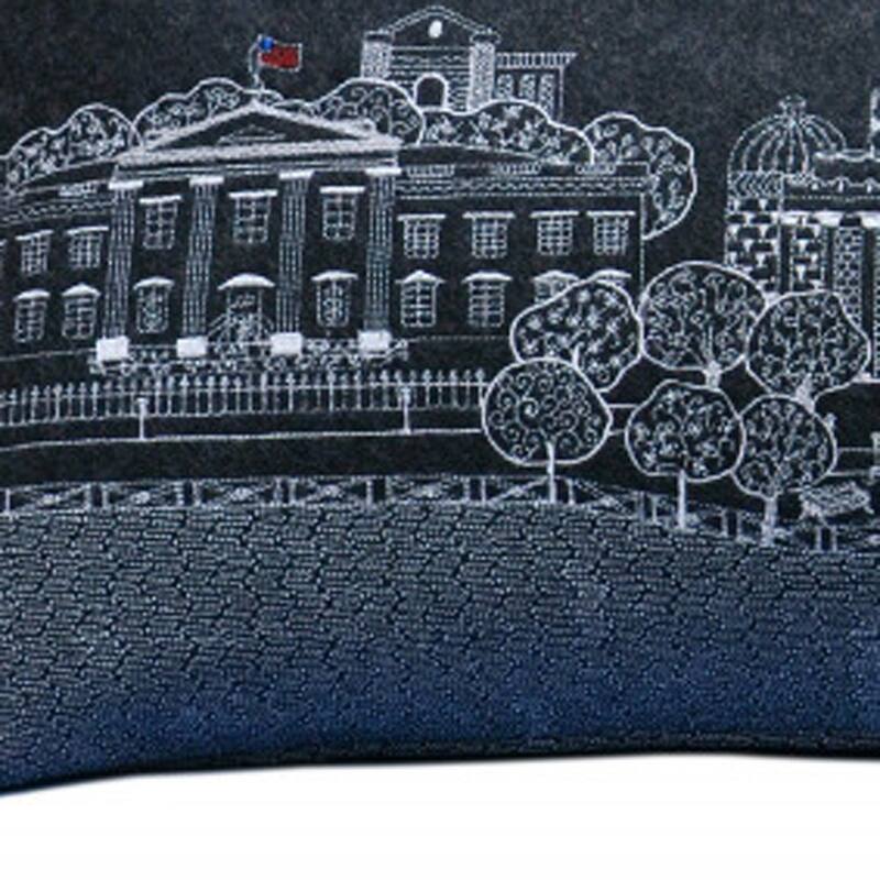 HomeRoots 35" Black Washington DC Nighttime Skyline Lumbar Decorative Pillow