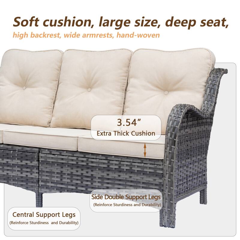 Outdoor Patio Furniture Sets Gray Wicker High Back Sofa Seating Set