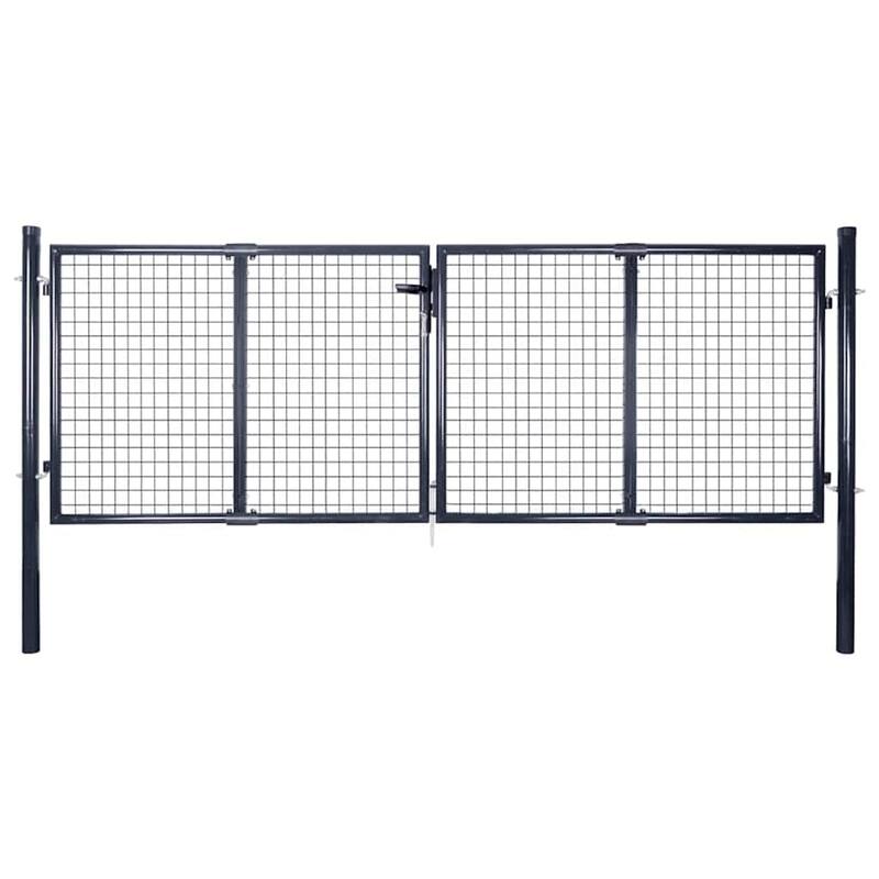 vidaXL Mesh Garden Gate Galvanised Steel 118.1x39.4" Grey - 120.5 x 59.1"