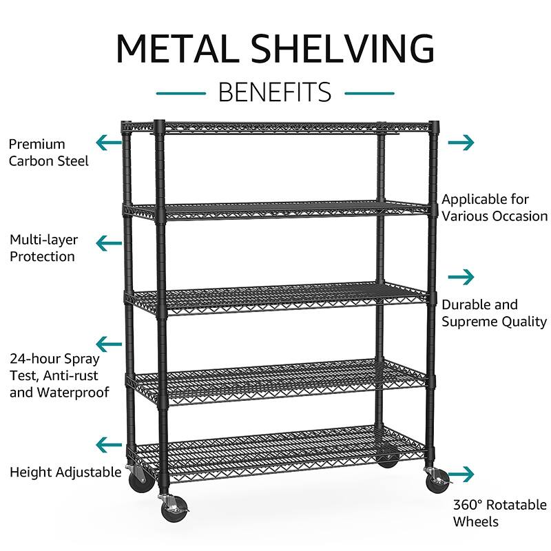 Garage Shelving 5 Tier Industrial Metal Shelving Units for Commercial, Basement, Pantry, Warehouse