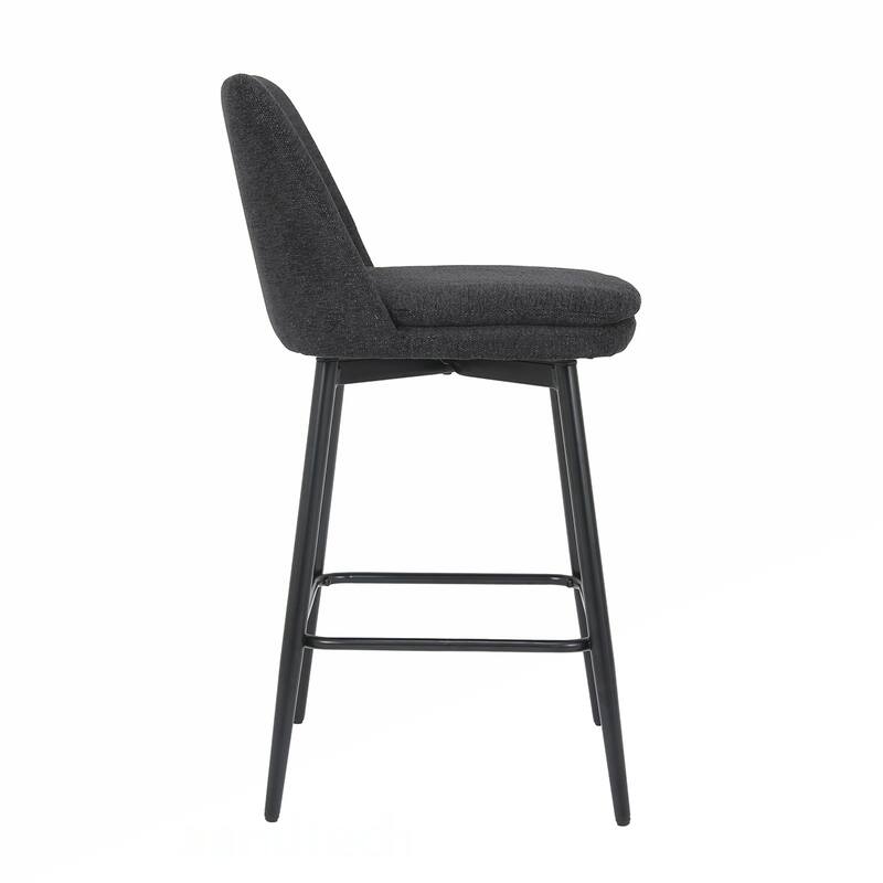 2PCS Swivel Linen Metal Legs Bar Stools