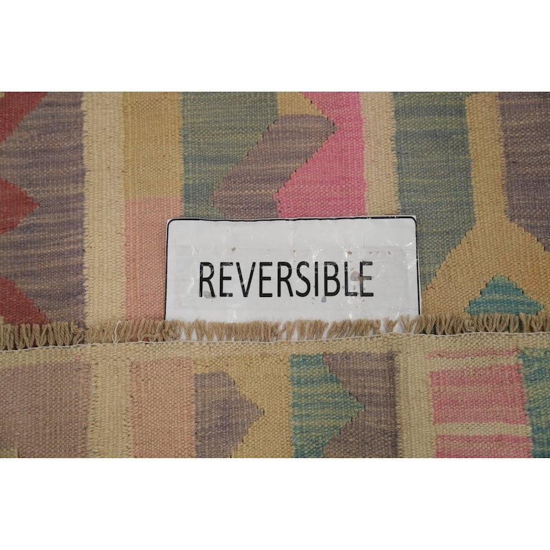 Hand Woven Southwestern Wool Multi-Colored Geometric Area Rug - 8' 3'' X 5' 2''