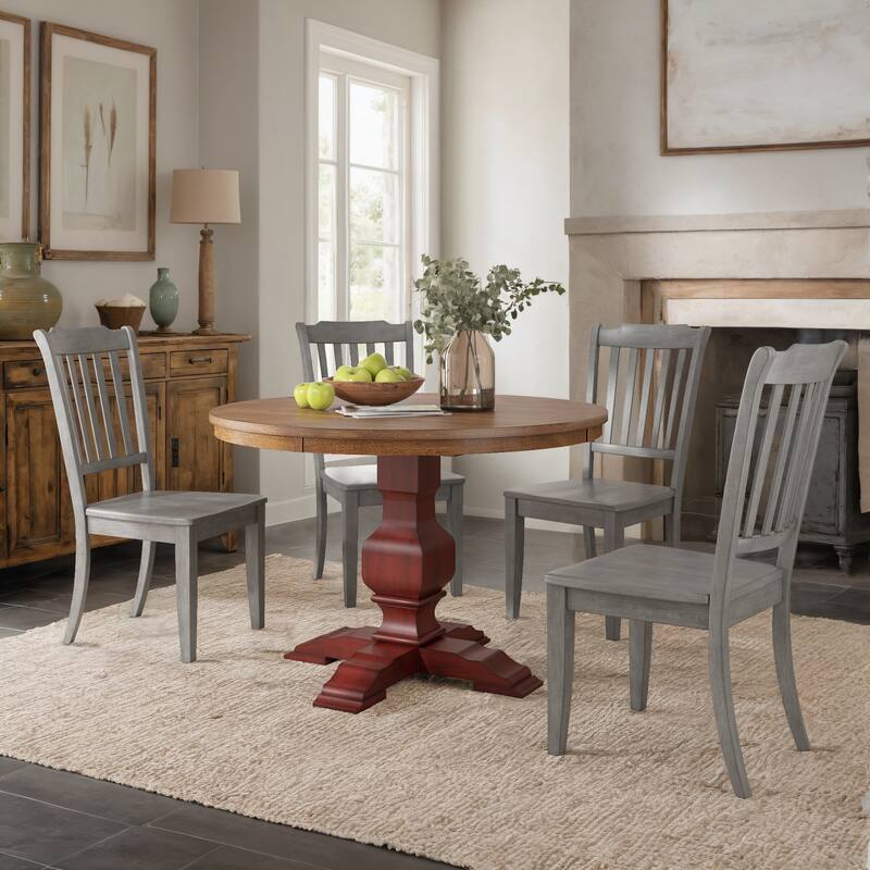 Ronda 45" Round Solid Wood Top Dining Set with Spindle Back Chairs