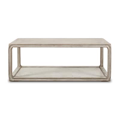 Peking Coffee Table w/Base, 47 Inch Long, White Wash Finish
