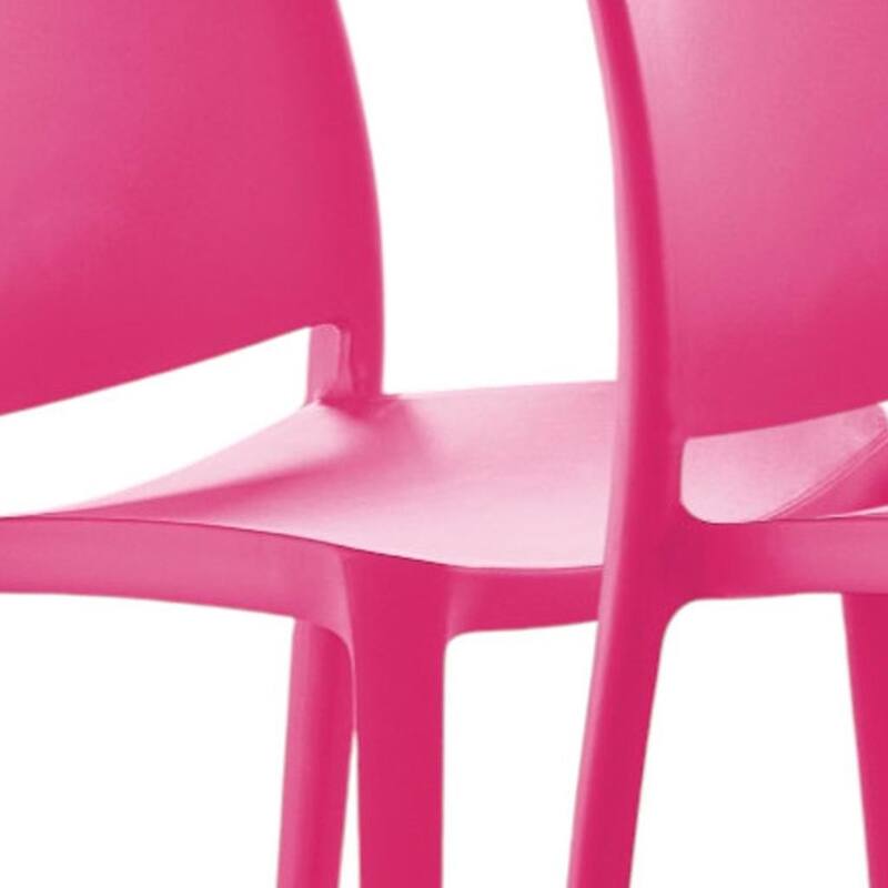 Set of Four Fuchsia Heavy Duty Plastic Outdoor Stacking Dining Chairs
