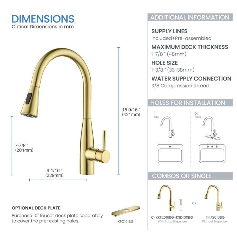 Bari-T Single Handle Pull Down Kitchen Sink Faucet