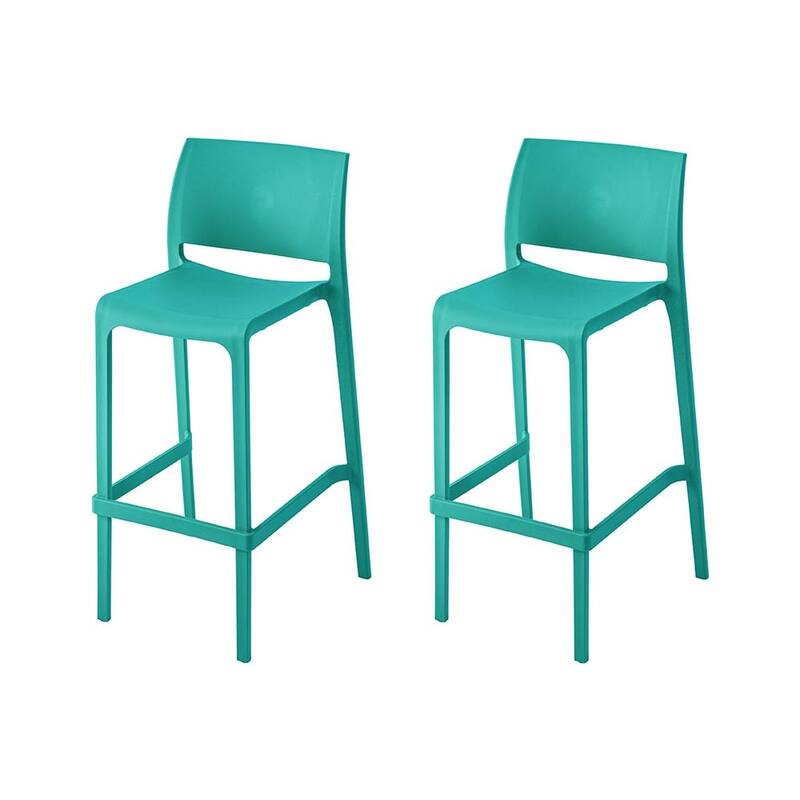 Sensilla Resin Stackable All-Weather Bar Stool, Set of 2