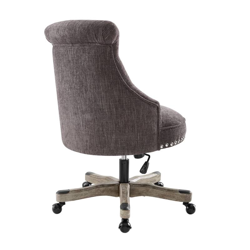 Tufted Plush Office Chair - 39.75" - Charcoal Gray and Brown