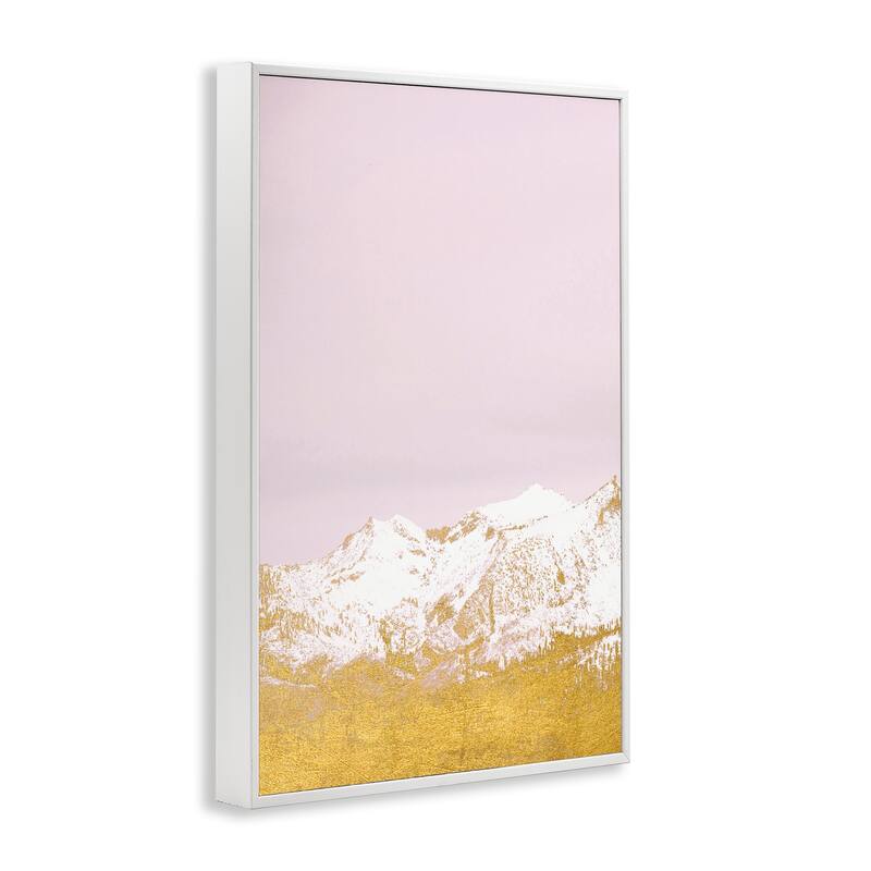 Stupell White Tipped Mountains on Pink Framed Giclee Art Design By Gemma Bardot