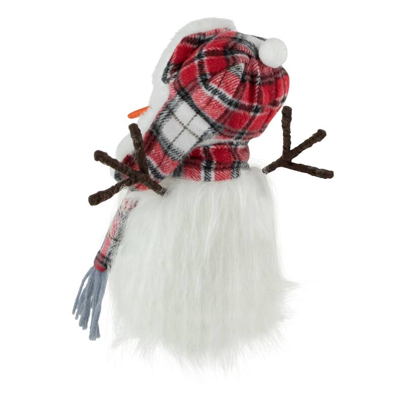 Snowman in Plaid Trapper Hat and Scarf Christmas Decoration - 10.25"