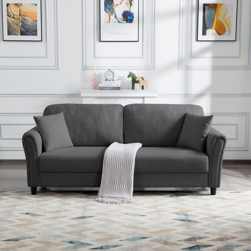 Upholstered 85 inch sofa modern best sale linen living room couch