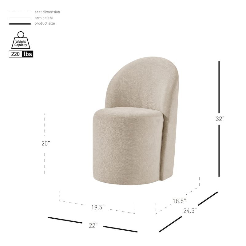 NPD Furniture Cabrina Chenille Dining Chair with Casters
