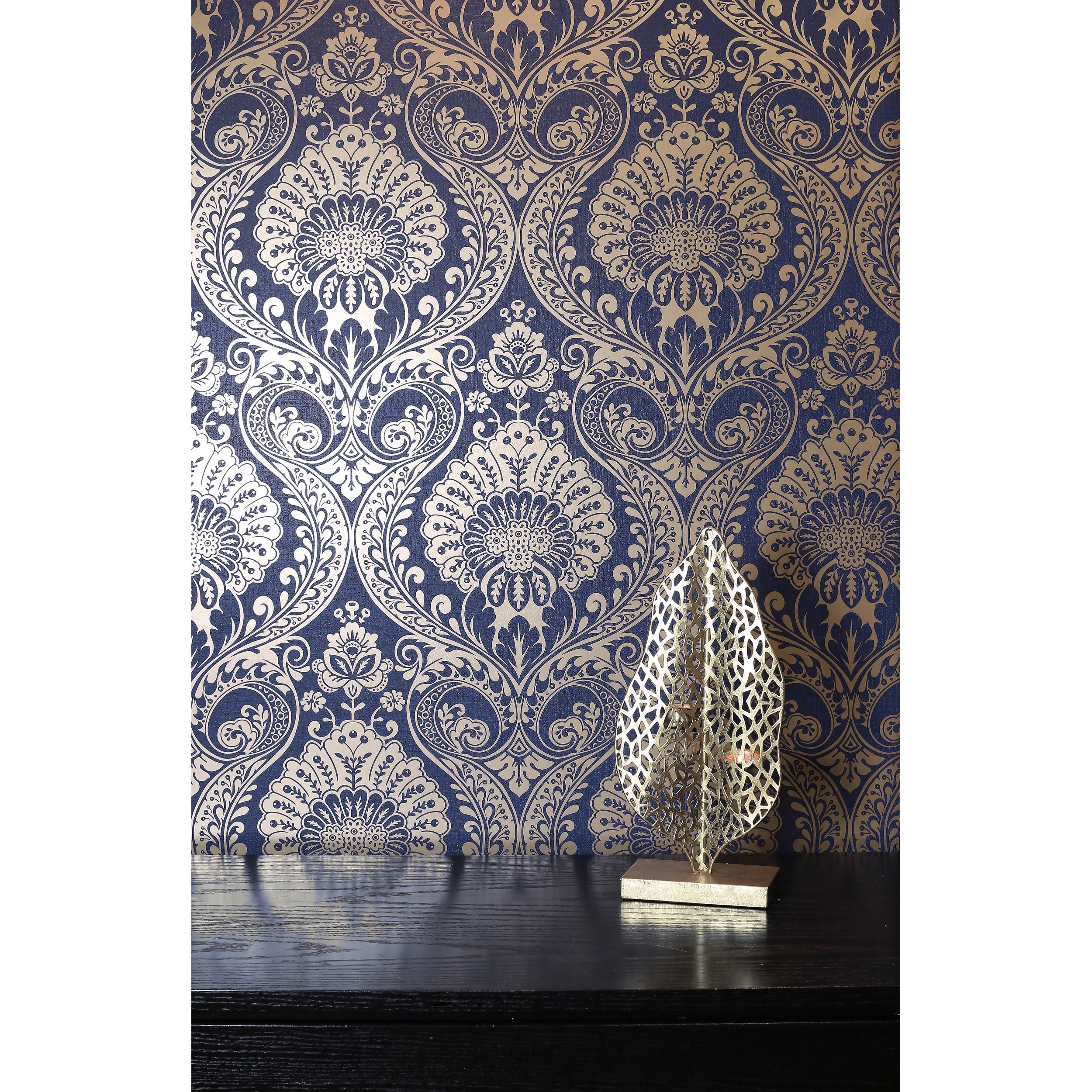 Arthouse Luxe Damask Textured Unpasted Vinyl Wallpaper