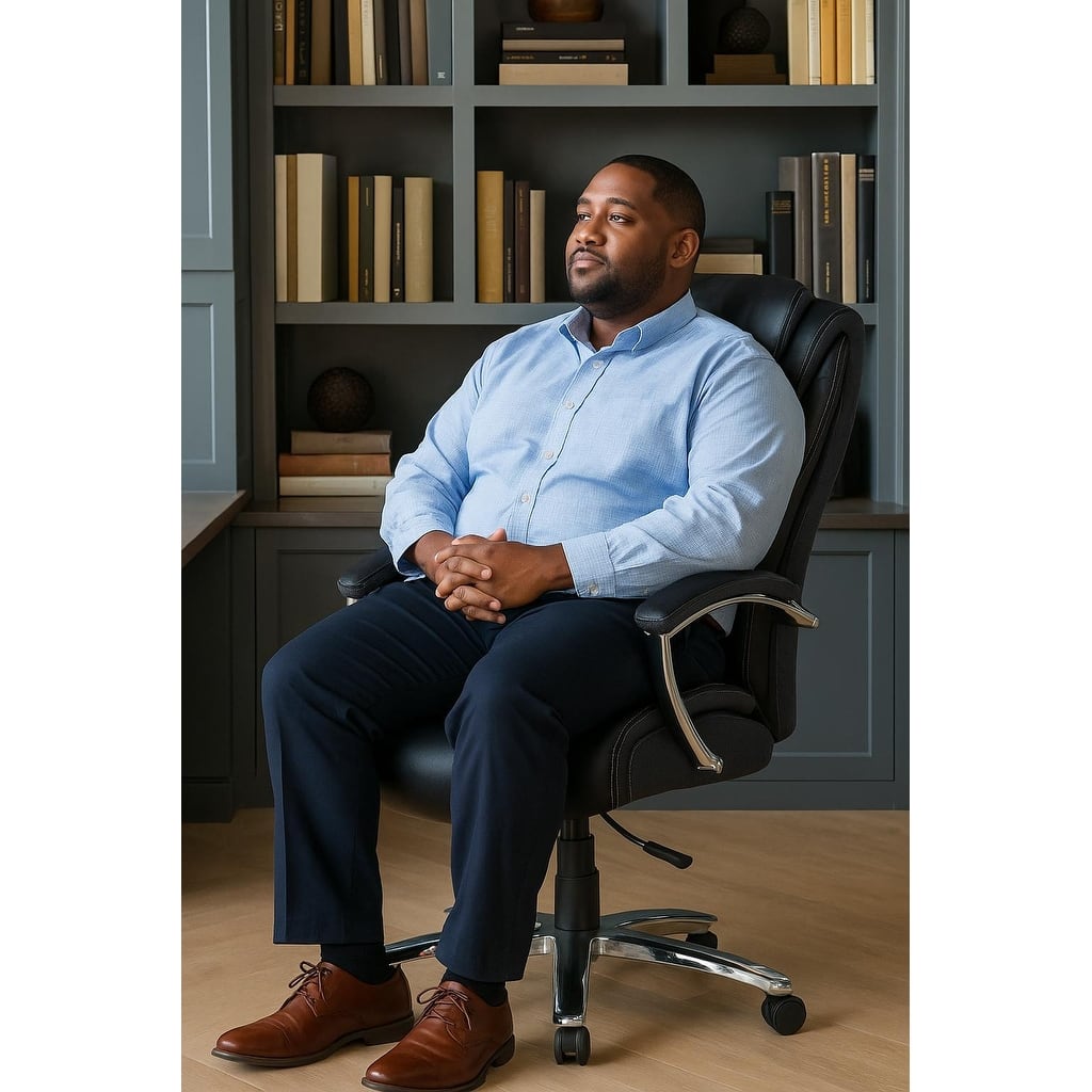 Modern PU Leather Executive Office Chair with High Backrest and Adjustable Height, for Home Offices - Black