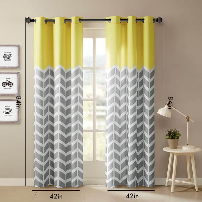 Chevron Printed Room Darkening Grommet Top Panel