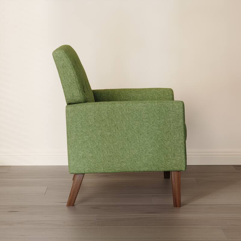 Mid-Century Modern Upholstered Linen Fabric Button Tufted Accent Chair Set of 2 - 28.5 W X 27.25 D X 33.75 H