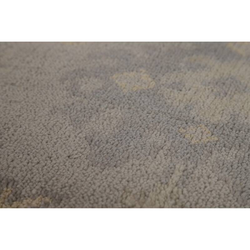 Gray Oushak Indian Area Rug Handmade Wool Carpet - 6'2" x 8'10"