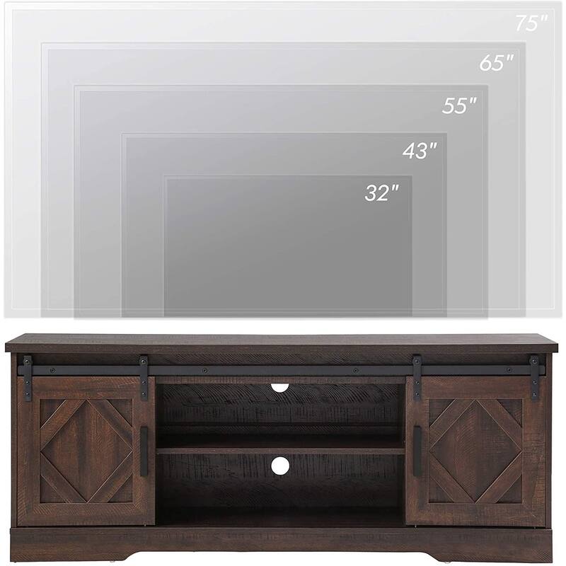 WAMPAT Sliding Barn Door 59-inch Wood TV Stand Storage Cabinet