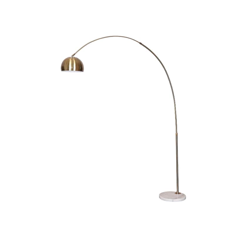 Floor Lamp with White Marble Base and Metal Lamp Shade Arco Collection - 76" - Gold