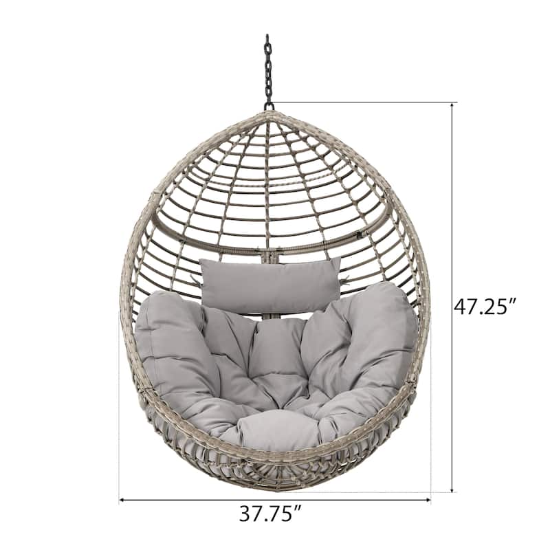 Layla Outdoor Hanging Wicker Basket Chair by Christopher Knight Home - 400 lb limit