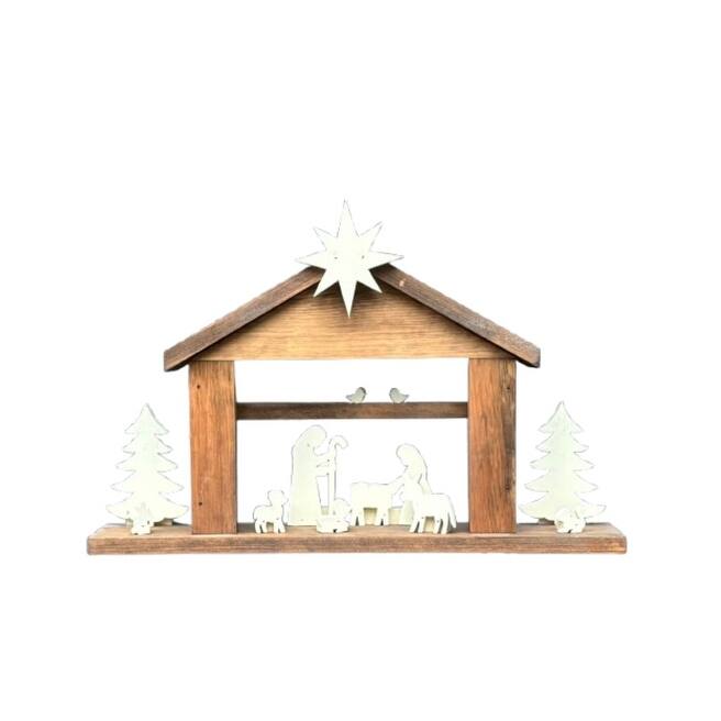 Handmade Wooden Amish Nativity Set - Small Nativity