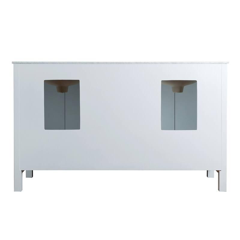 60 in. W x 22 in. D x 36 in. H White Bath Vanity with Double Sink and White Vanity Top, Ample Storage