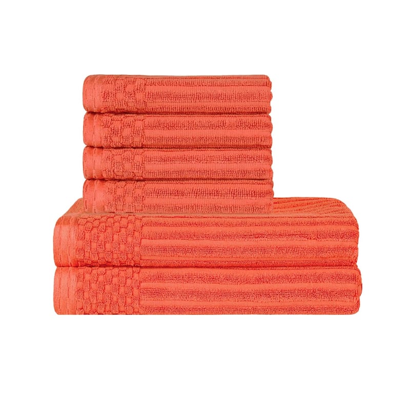 Superior Ribbed Cotton Absorbent Heavyweight Hand Towel and Bath Towel Set