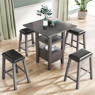 5 Pieces Counter Height Wood Kitchen Dining Table Set - Bed Bath ...