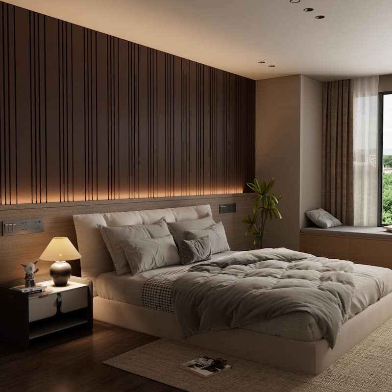 23.6" x 23.6" Wood Slat Acoustic Wall Panels for Ceiling and Wall Decor, 8-Pack (31 sq ft)