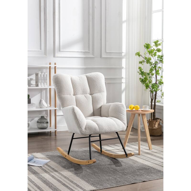 31.5" High Back Buttons Tufted Rocking Chair