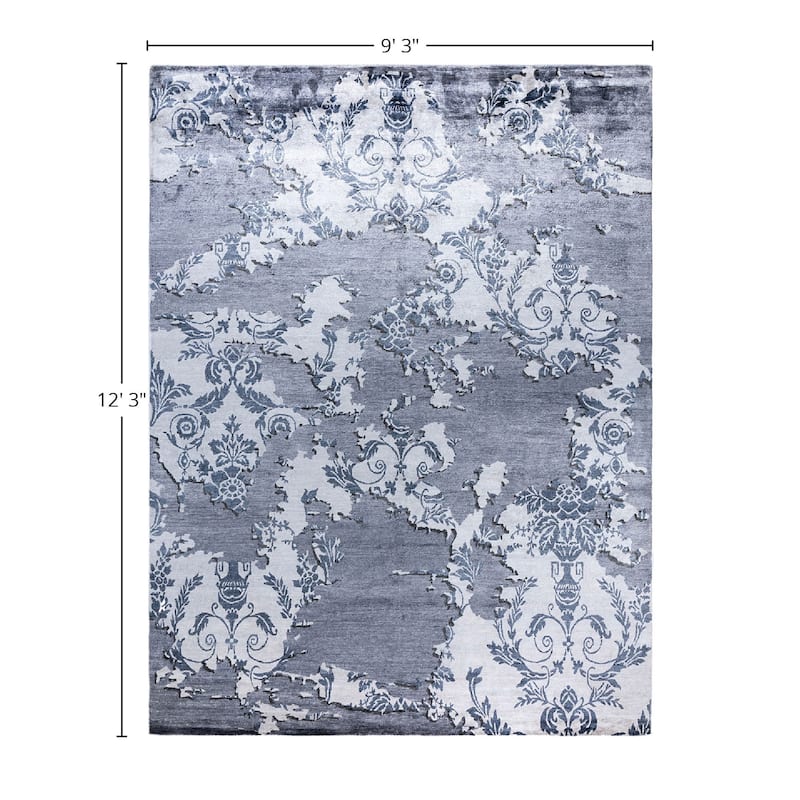 Modern One-of-a-Kind Hand-Knotted Area Rug, Gray - 9' 3" x 12' 3"