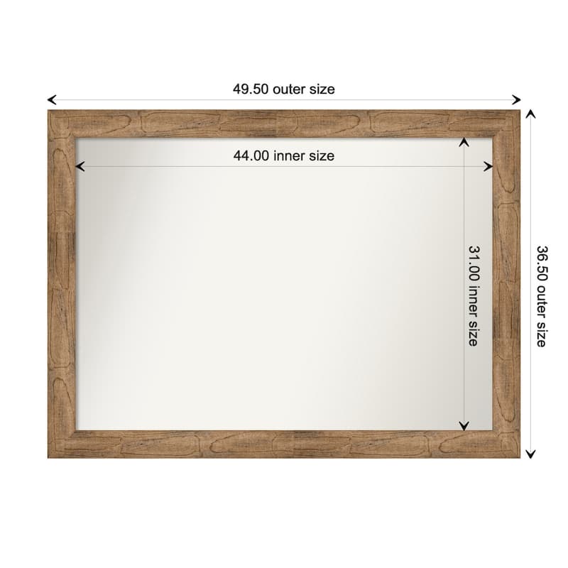 Owl Brown Framed Non-Beveled Custom Wall Mirror, Bathroom Vanity Mirror - Outer Size: 49.5 x 36.5