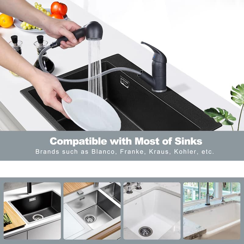 WOWOW Modern Single Handle Pull Down Kitchen Faucet
