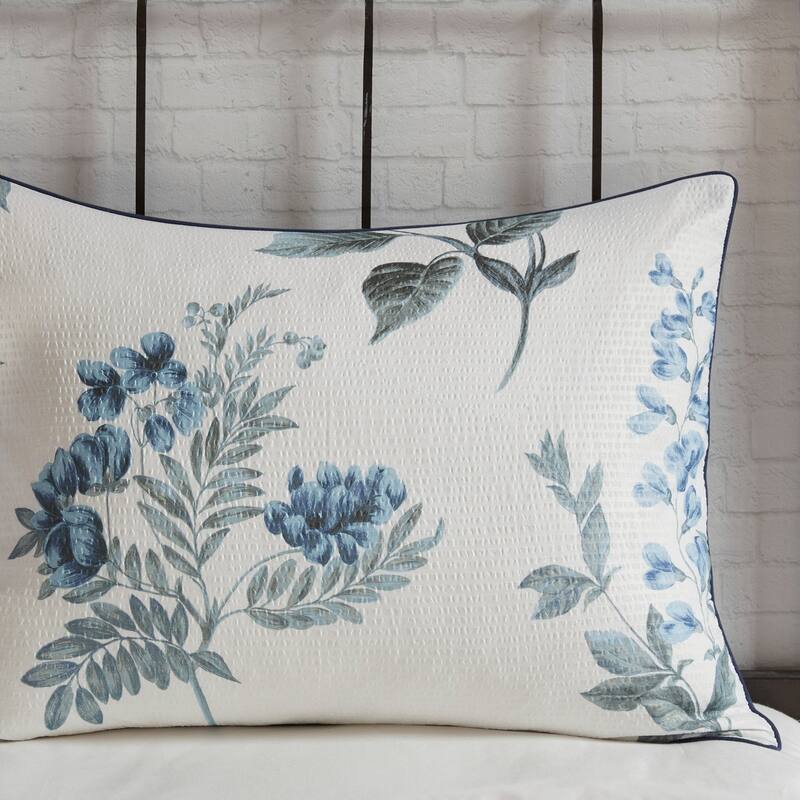 GDF Studio - Zennia 7 Piece Printed Seersucker Comforter Set with Throw Blanket