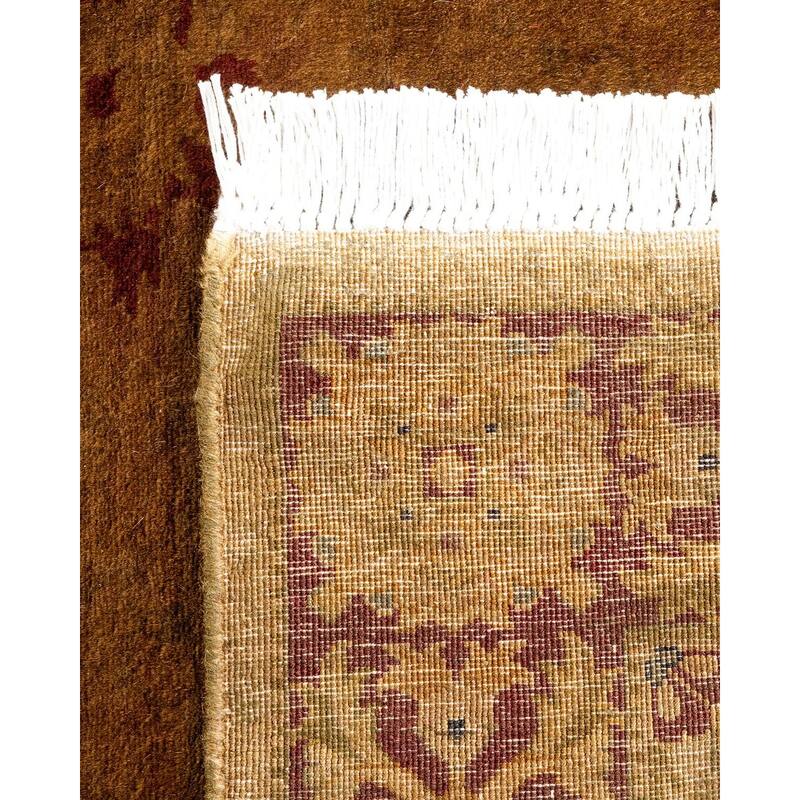 Overton Hand Knotted Wool Vintage Inspired Modern Contemporary Overdyed Brown Runner Rug - 2' 6" x 11' 2"