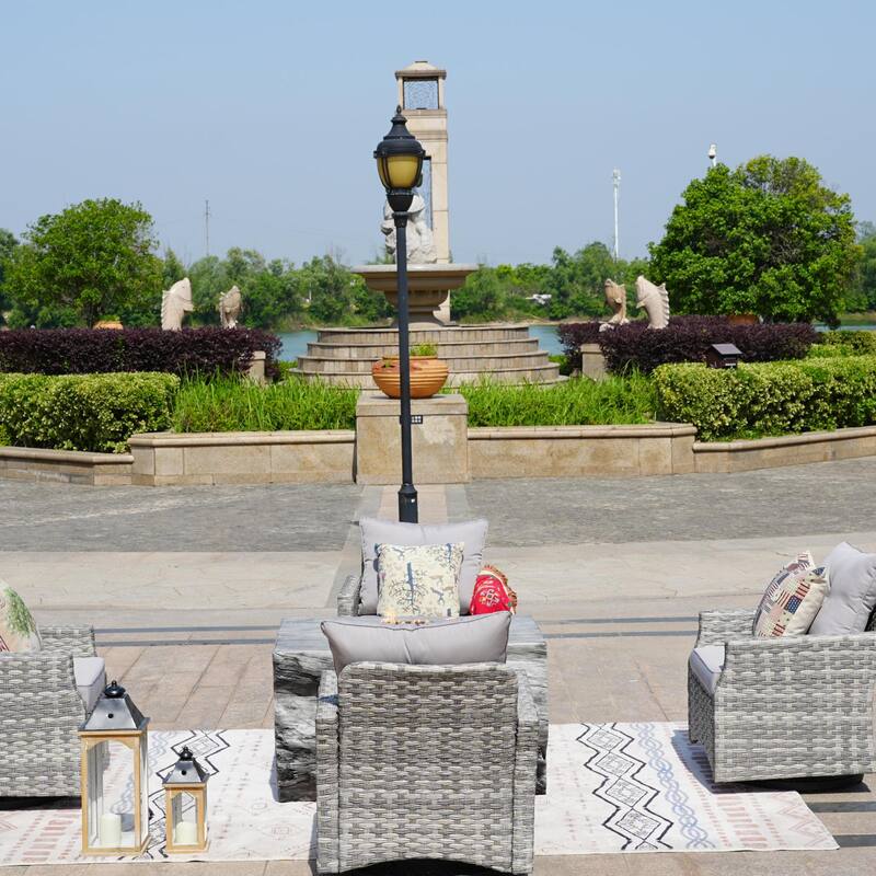 5-Piece Outdoor Wicker Patio Dining Set with 4 Chairs