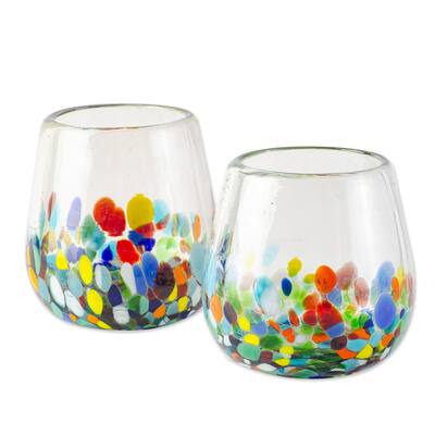 Novica Handmade Handblown Recycled Glass Wine Glasses (Pair)