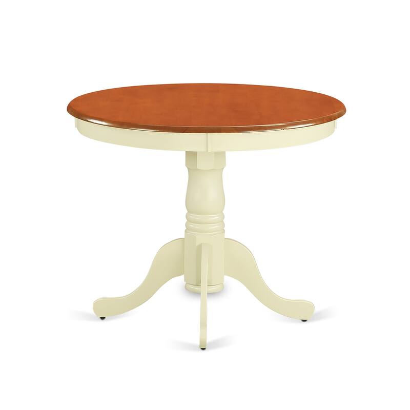 3-Piece Round Buttermilk & Cherry Finish Solid Wood Top Dining Table with 2 Chairs with