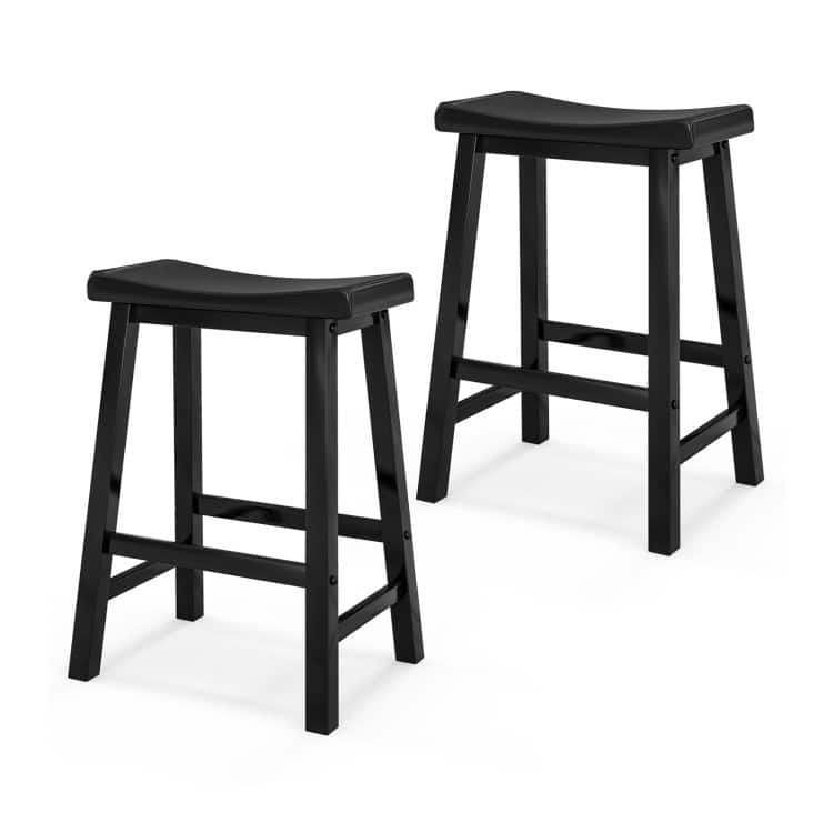 Set of 2 Classic 24 Inch Backless Counter Height Stools for Kitchens - 18" x 14" x 24" (L x W x H)