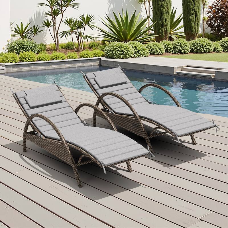 Outdoor Patio Chaise Lounge Cushions Pad with Straps