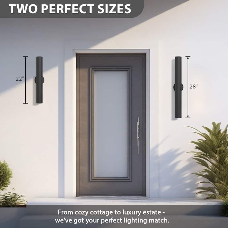 LamQee Modern Black Iron Cylinder Outdoor Wall Lights LED Wall Sconces