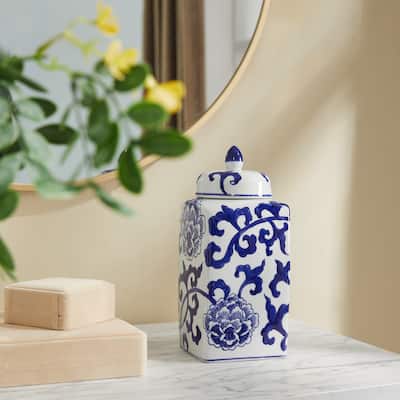 Decorative Porcelain Ginger Jar with Finial Lid