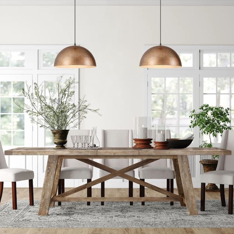 1-Light Mid-Century Modern Industrial Oversized Antique Silver Metal Dome Pendant Light Kitchen Island