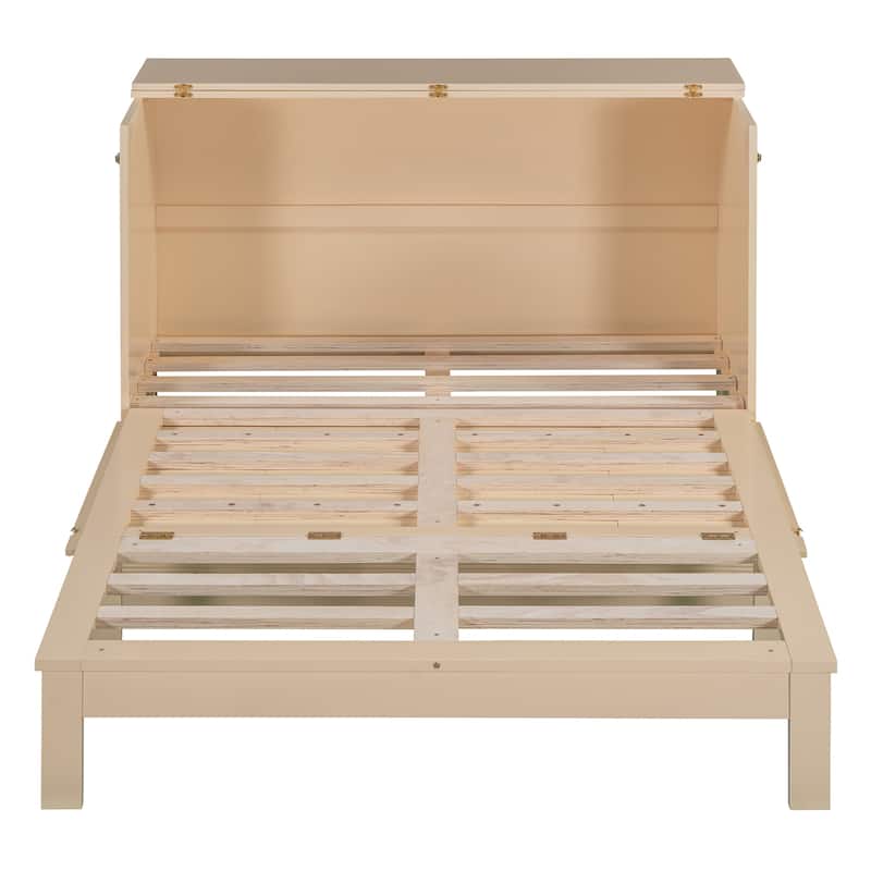 Full Size Murphy Bed with Storage Drawers, USB Ports, and Pulley Structure