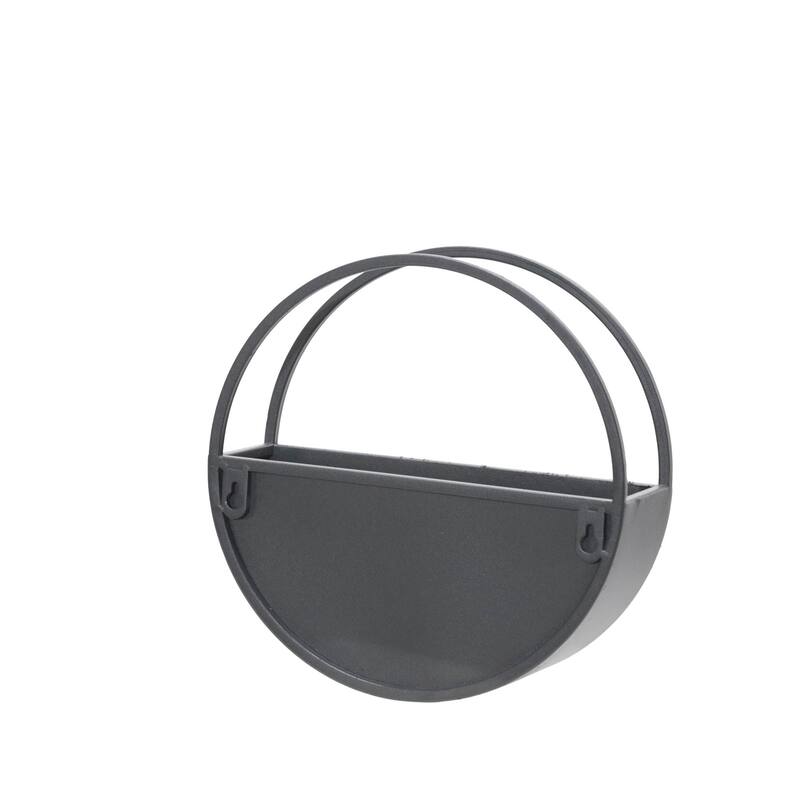 Sagebrook Home Modern Set of 2 Metal Round Wall Planters Black Iron Plant Holders for Indoor/Outdoor - 12" x 4" x 12"