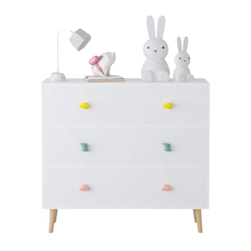 Anmytek Kids 3 Drawer Chest with Pastel Drawers Cartoon Handles Nursery and Playroom Storage